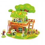 Pipi & Yaya Forest Cabin - Puzzle 3D din lemn